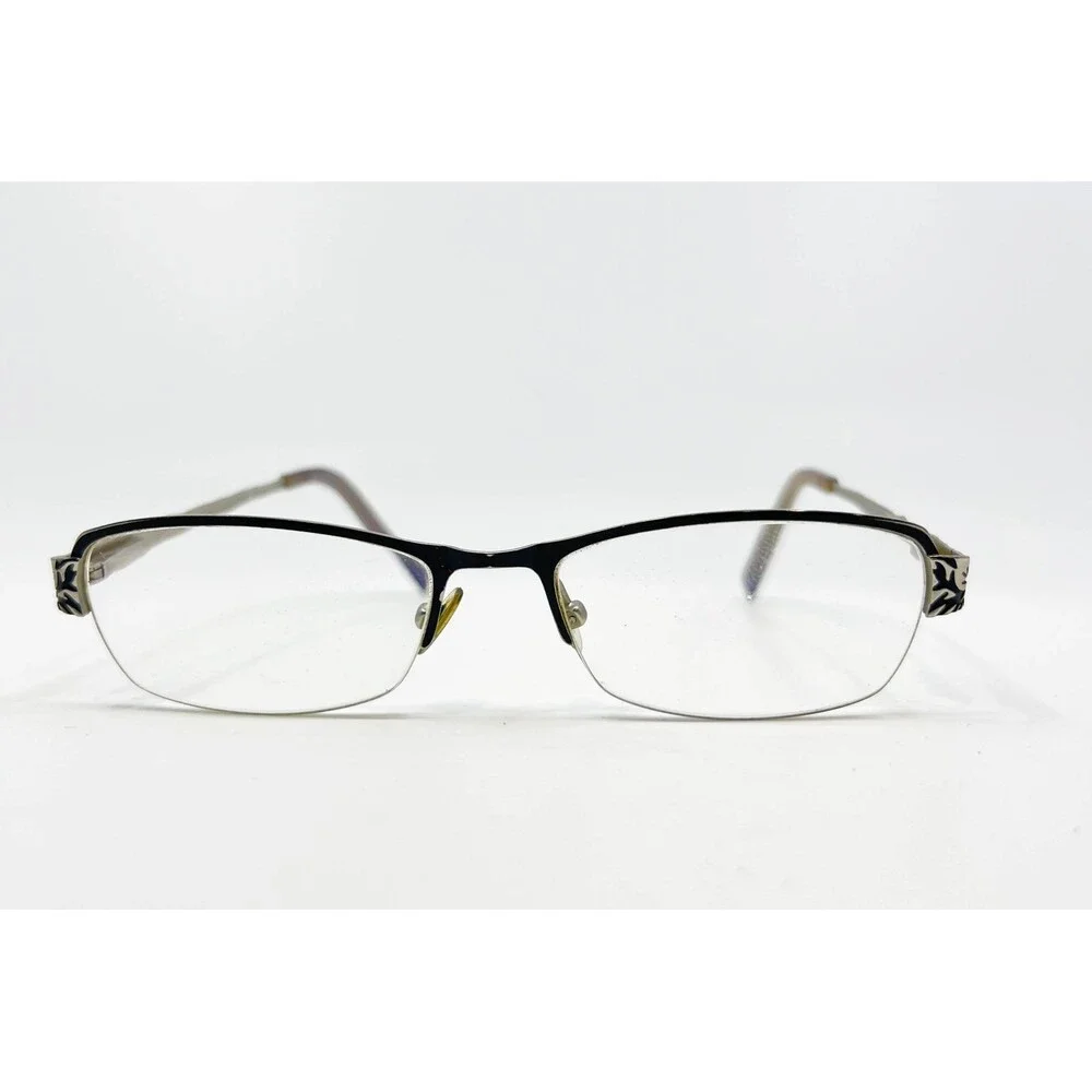 Go Green Eyeglass Frames Womens Black Lipstick Semi-Rimless Patterned 51-17-135